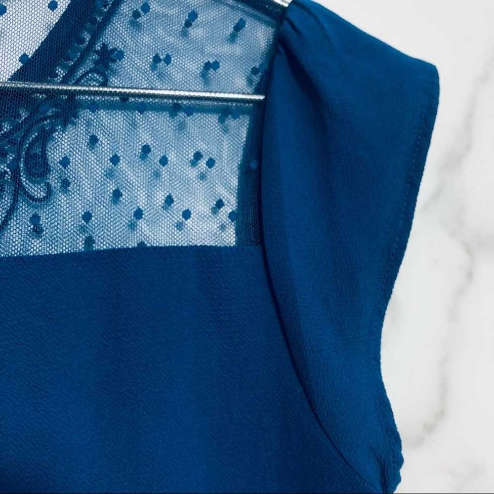 Lace ruffle blouse Victorian vibe cobalt blue emb… - image 12
