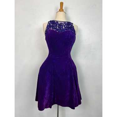 Vintage Purple Crushed Velvet Jump Apparel Dress … - image 1