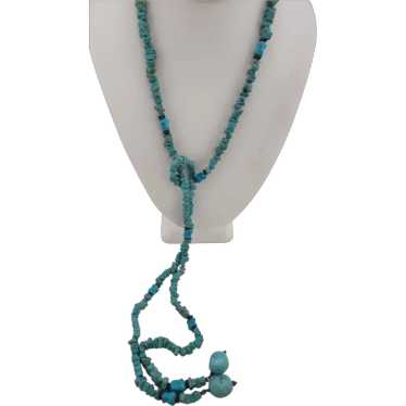 Vintage Turquoise Chip Lariat Necklace (A3450)