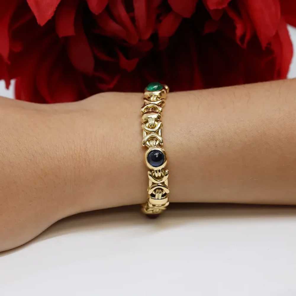 Cabochon Gem Fancy Link Bracelet 18K Yellow Gold … - image 2