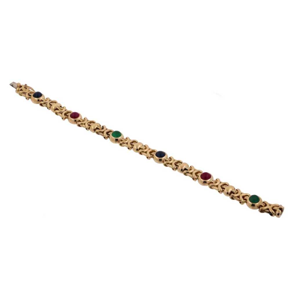 Cabochon Gem Fancy Link Bracelet 18K Yellow Gold … - image 4