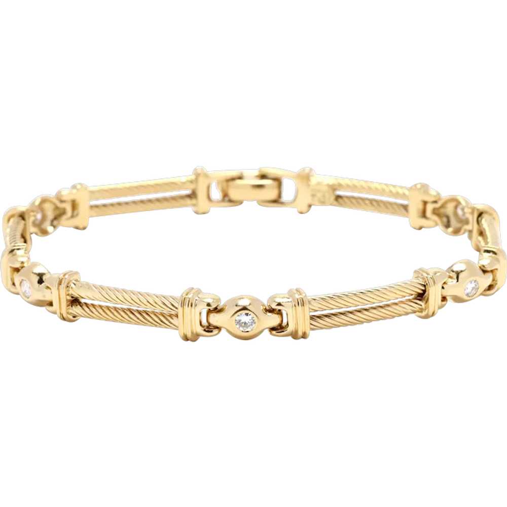 0.30ctw Diamond Line Bracelet, 18k Yellow Gold, L… - image 1