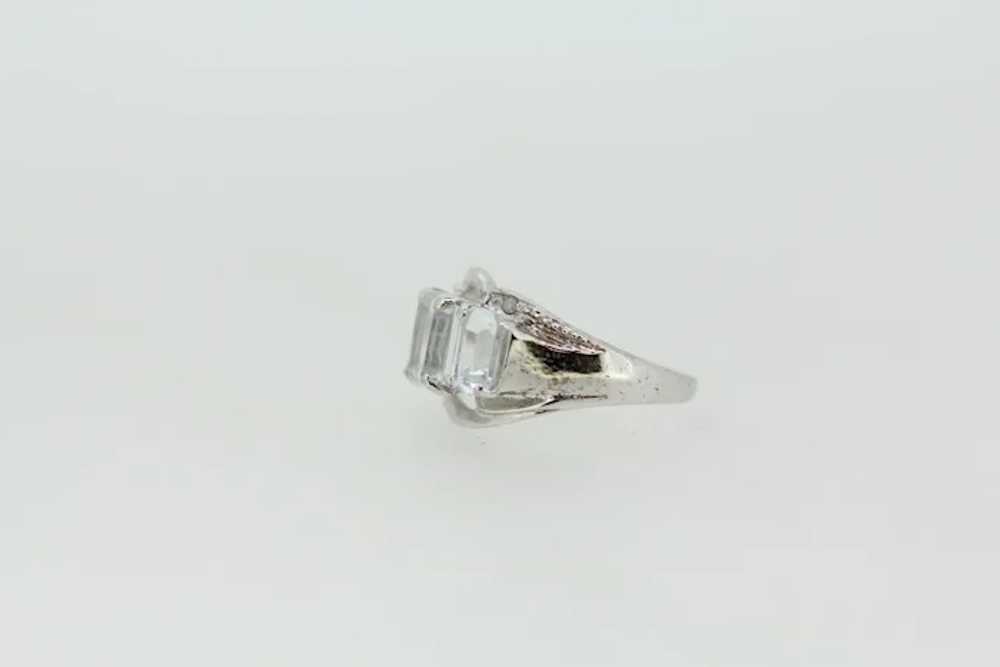 10k White Gold Three Clear Stone Cocktail Ring - … - image 2