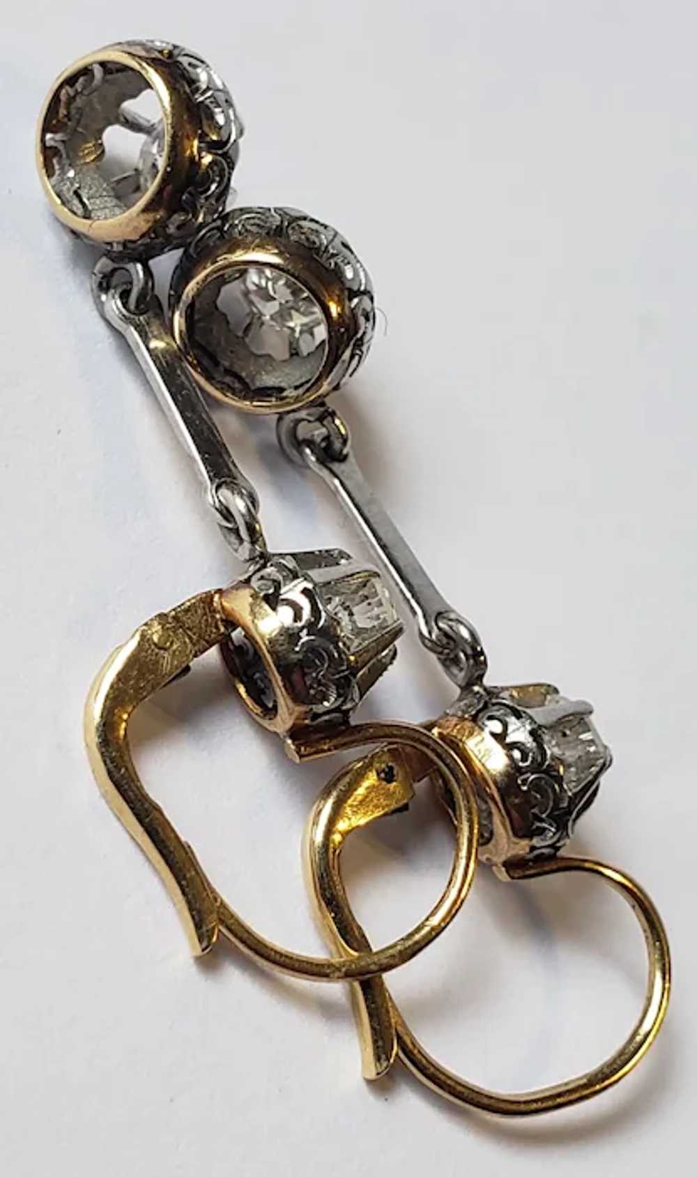 Beautiful Antique 18K Gold Diamond Earrings - image 10