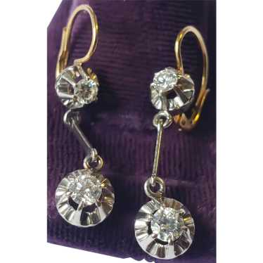 Beautiful Antique 18K Gold Diamond Earrings