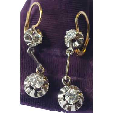 Beautiful Antique 18K Gold Diamond Earrings - image 1