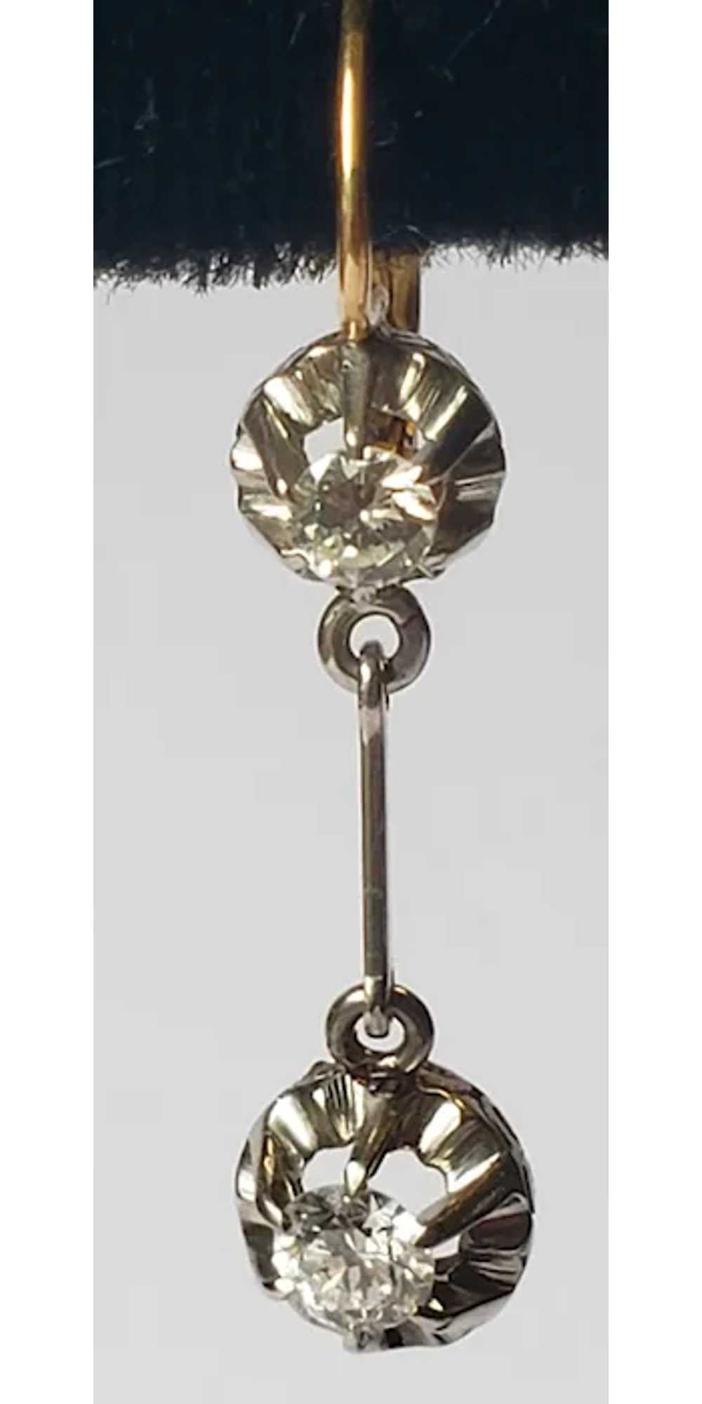 Beautiful Antique 18K Gold Diamond Earrings - image 4