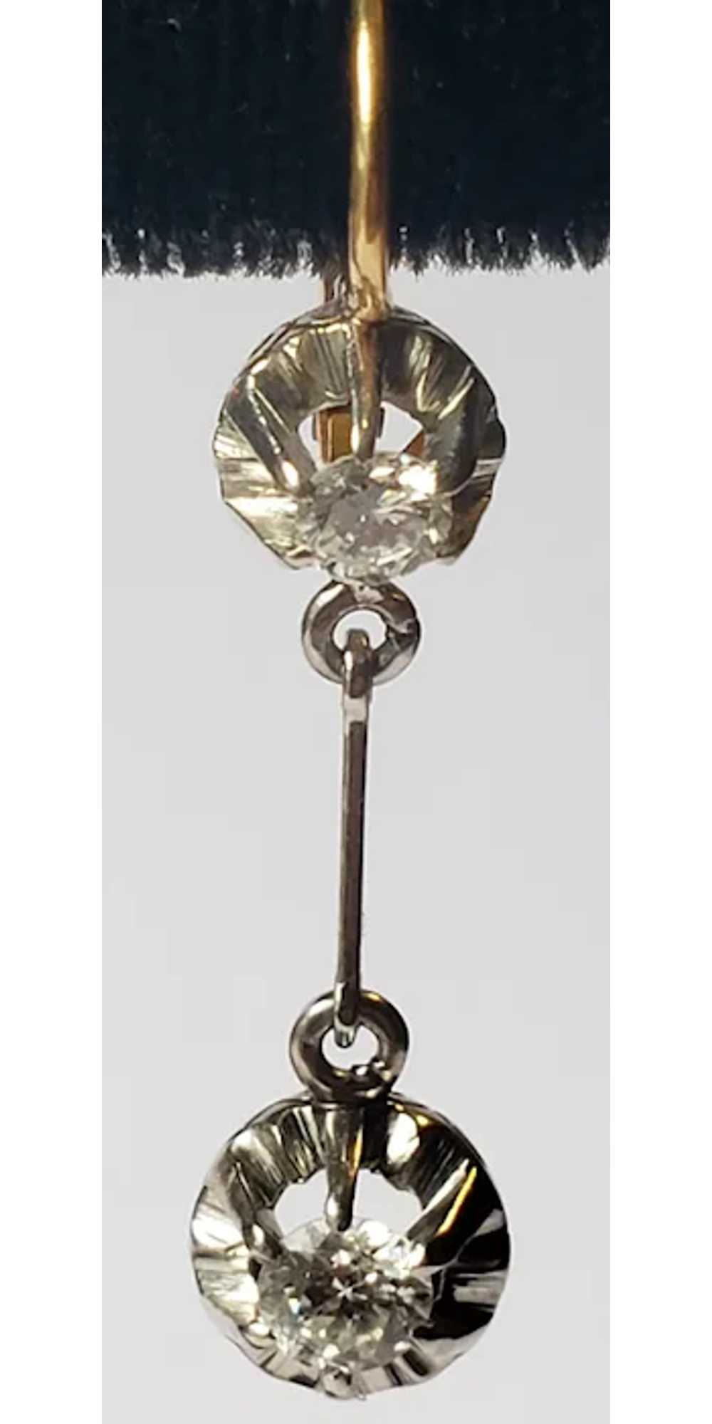 Beautiful Antique 18K Gold Diamond Earrings - image 5