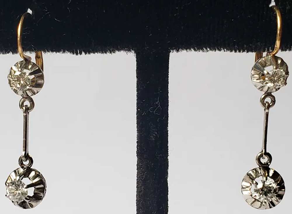 Beautiful Antique 18K Gold Diamond Earrings - image 6