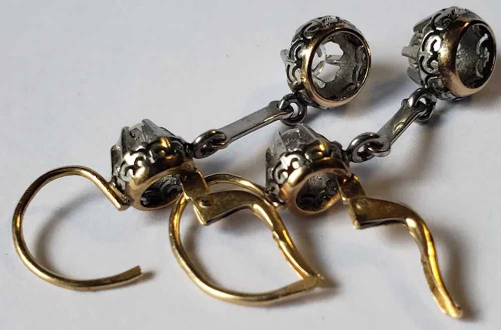 Beautiful Antique 18K Gold Diamond Earrings - image 8