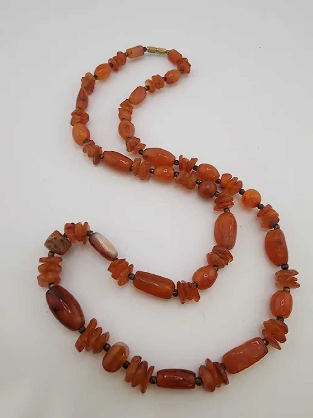 Vintage Carnelian Beaded Necklace (A3446) - image 3