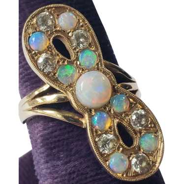 Unique 14k Gold Opal and Sapphire Vintage Propell… - image 1