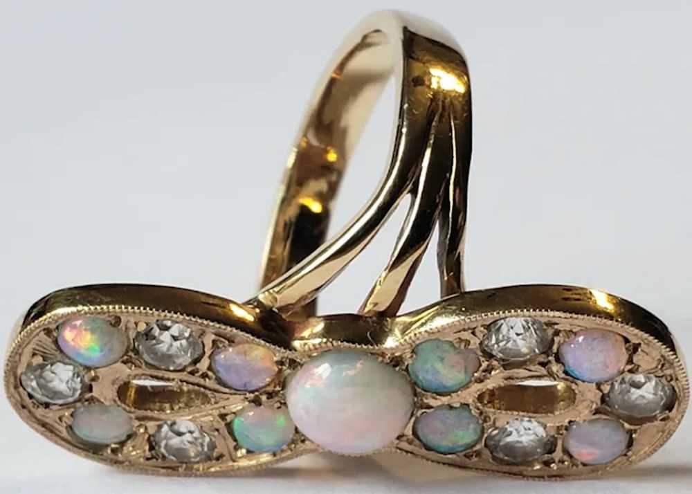 Unique 14k Gold Opal and Sapphire Vintage Propell… - image 3