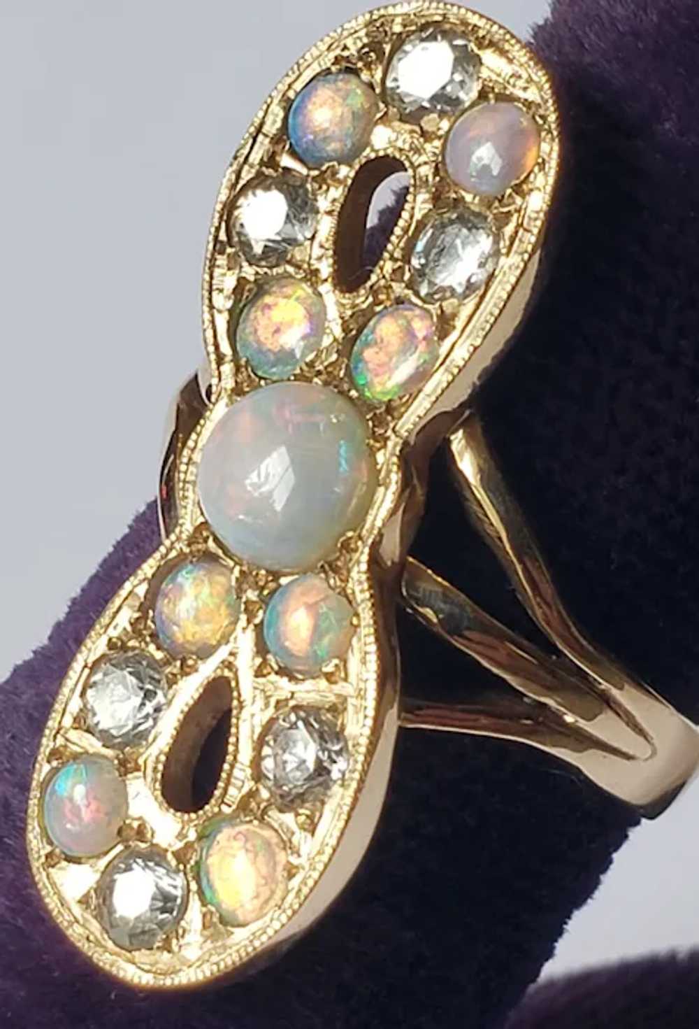Unique 14k Gold Opal and Sapphire Vintage Propell… - image 4