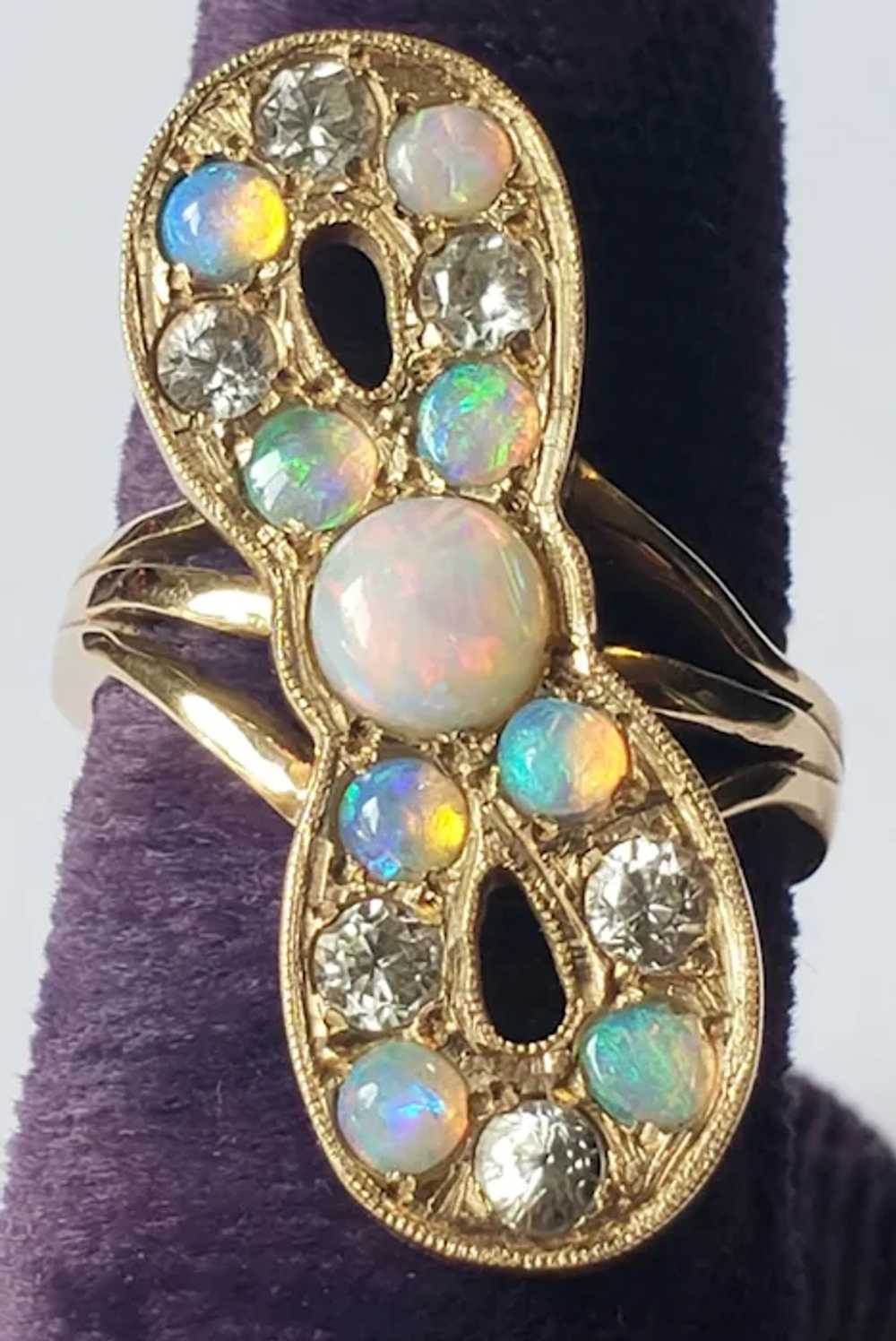Unique 14k Gold Opal and Sapphire Vintage Propell… - image 5