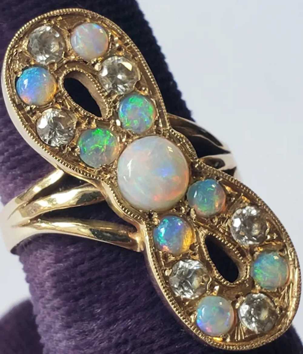 Unique 14k Gold Opal and Sapphire Vintage Propell… - image 6