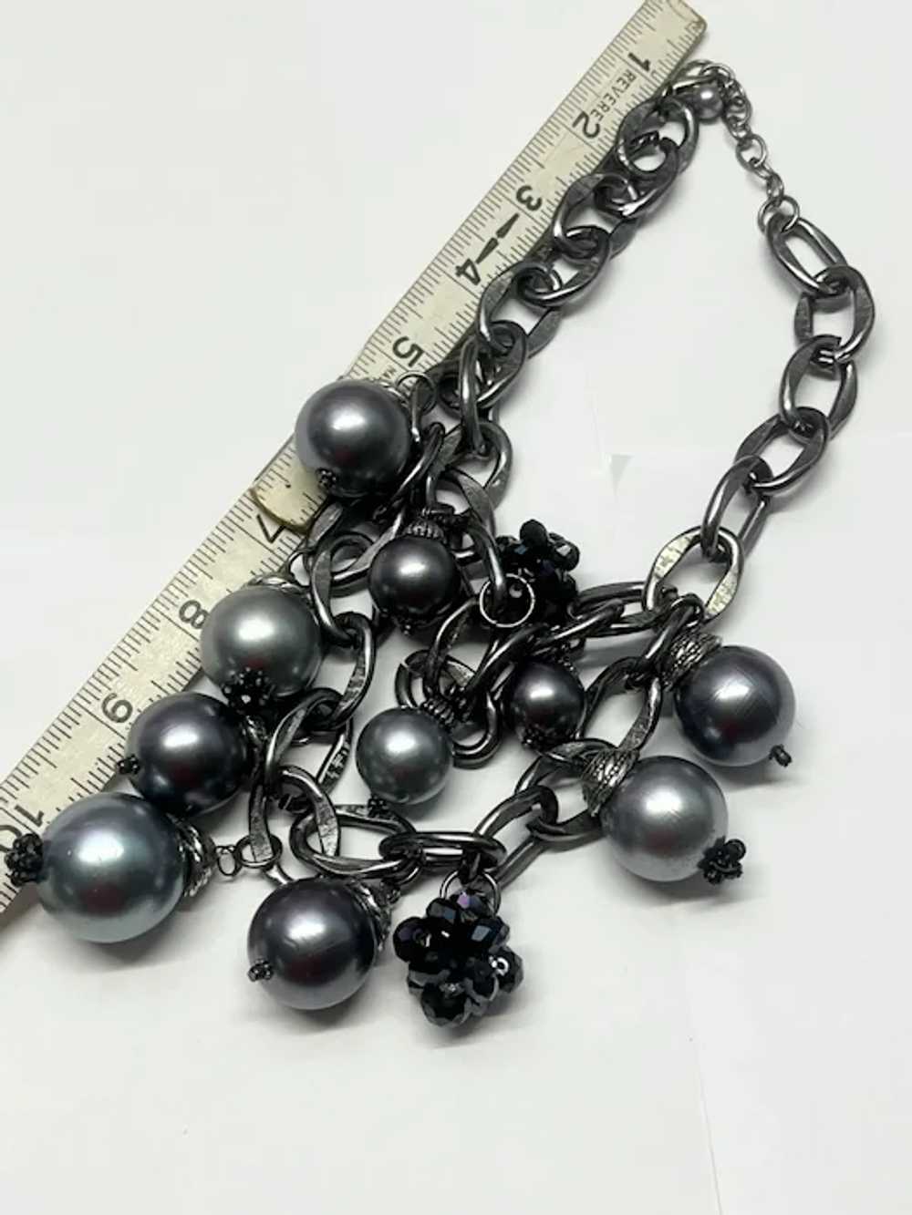 Vintage Multi Strand Crystal Pearl Necklace - image 2