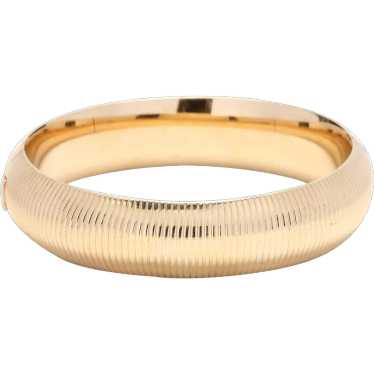 14k Yellow Gold Ribbed Bangle, Length 6.75 Inches… - image 1