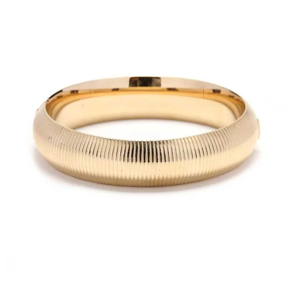 14k Yellow Gold Ribbed Bangle, Length 6.75 Inches… - image 3