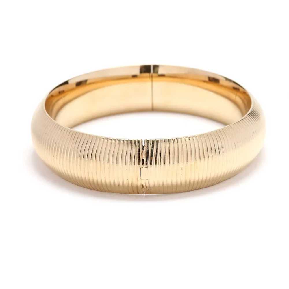 14k Yellow Gold Ribbed Bangle, Length 6.75 Inches… - image 4