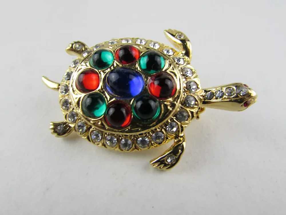 Gold Tone Sea Turtle Pin With Red, Blue and Green… - image 10