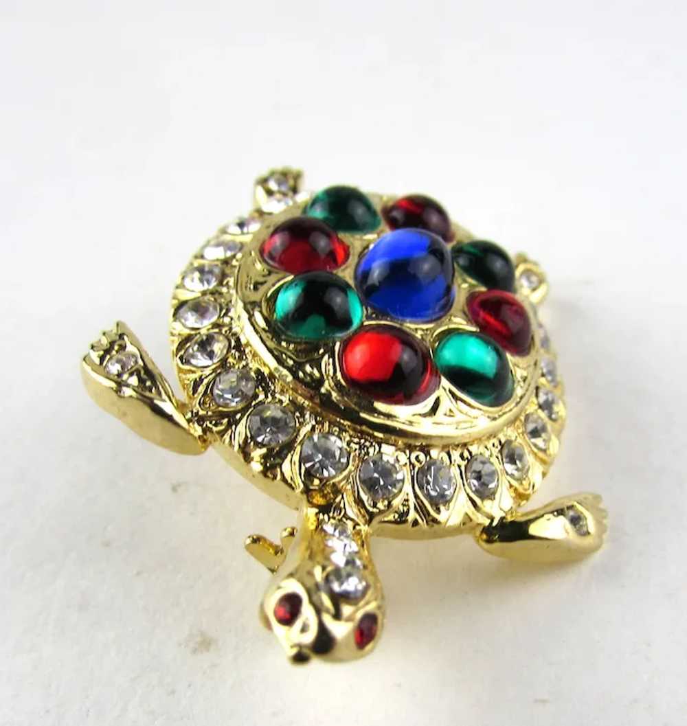 Gold Tone Sea Turtle Pin With Red, Blue and Green… - image 6