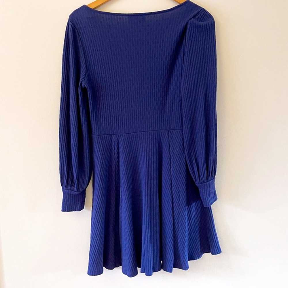 ModCloth Blue Ribbed Knit Fit and Flare Dress, Si… - image 2