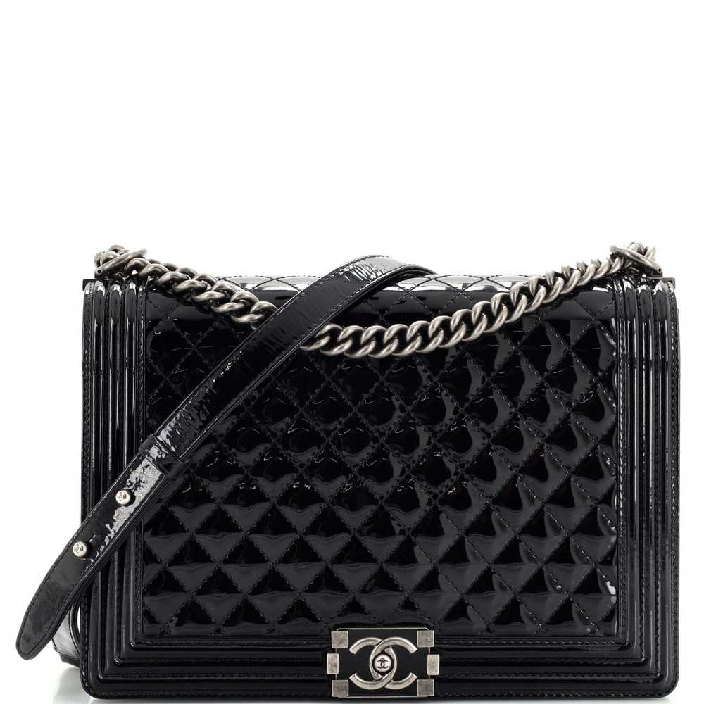 CHANEL Boy Flap Bag Quilted Patent Large - image 1