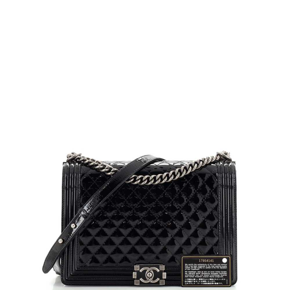 CHANEL Boy Flap Bag Quilted Patent Large - image 2