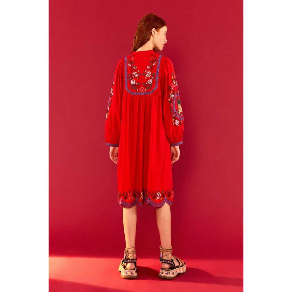 Farm Rio Red Embroidered With Tie Knot Midi Dress… - image 4