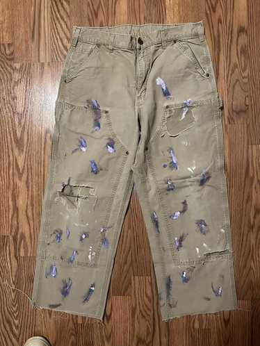 Carhartt Distressed Carharrt Pants With Paint Spla