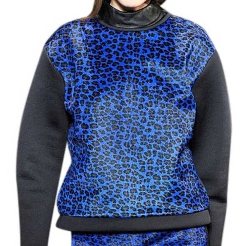 Tibi Tibi Calf Hair Leopard Print Sweatshirt - image 2