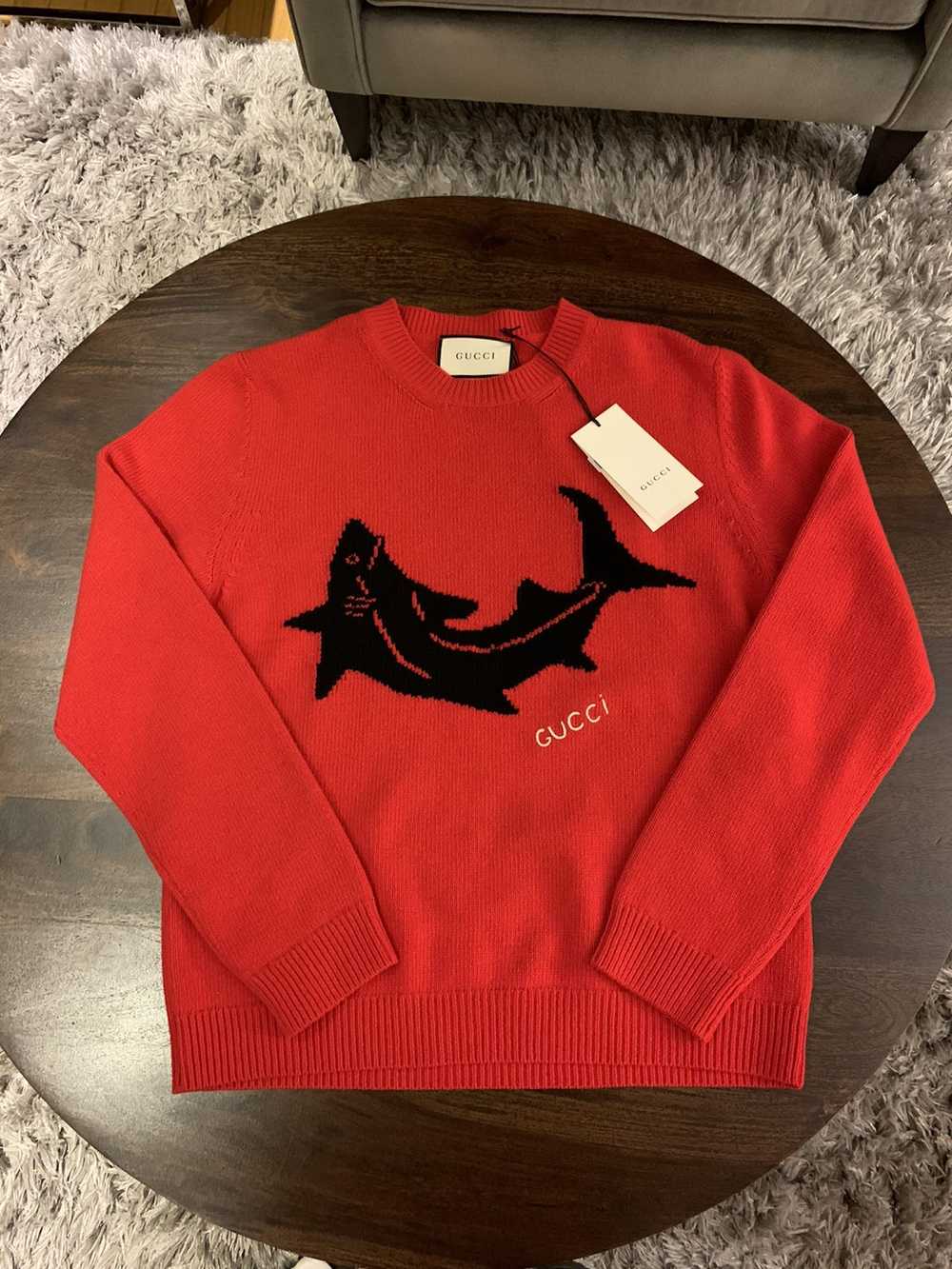 Gucci Gucci Red Shark Knit Sweater - image 1
