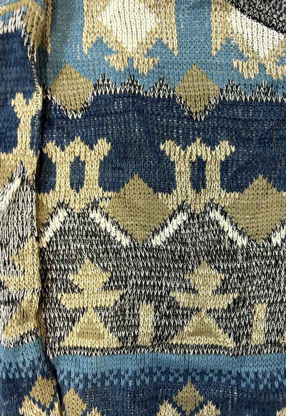 Vintage Knitted Jumper Abstract Patterned Grandad… - image 3