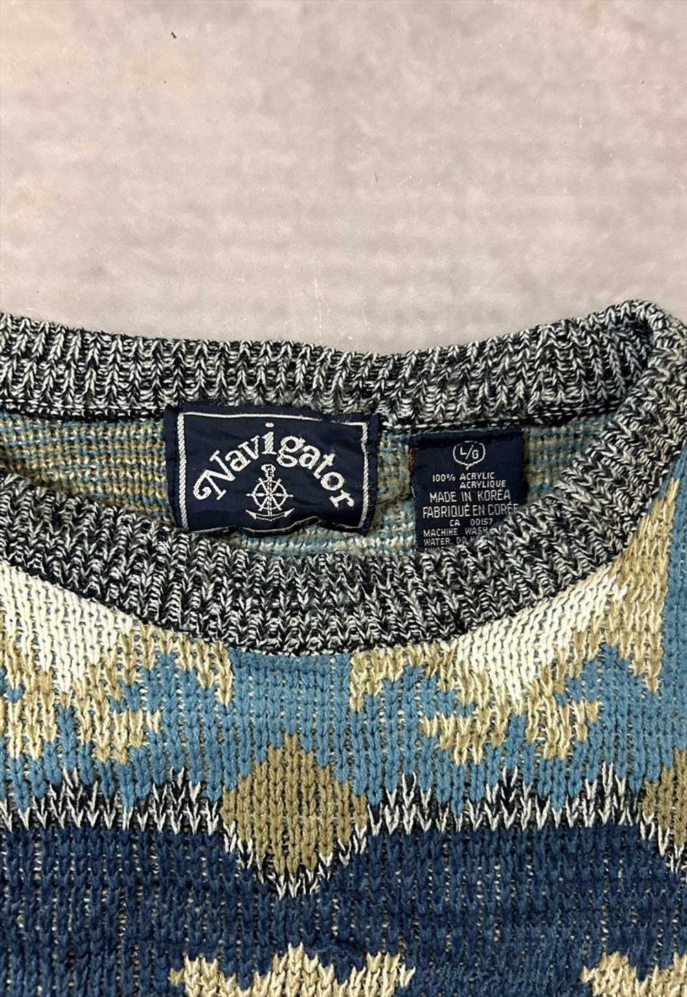 Vintage Knitted Jumper Abstract Patterned Grandad… - image 4