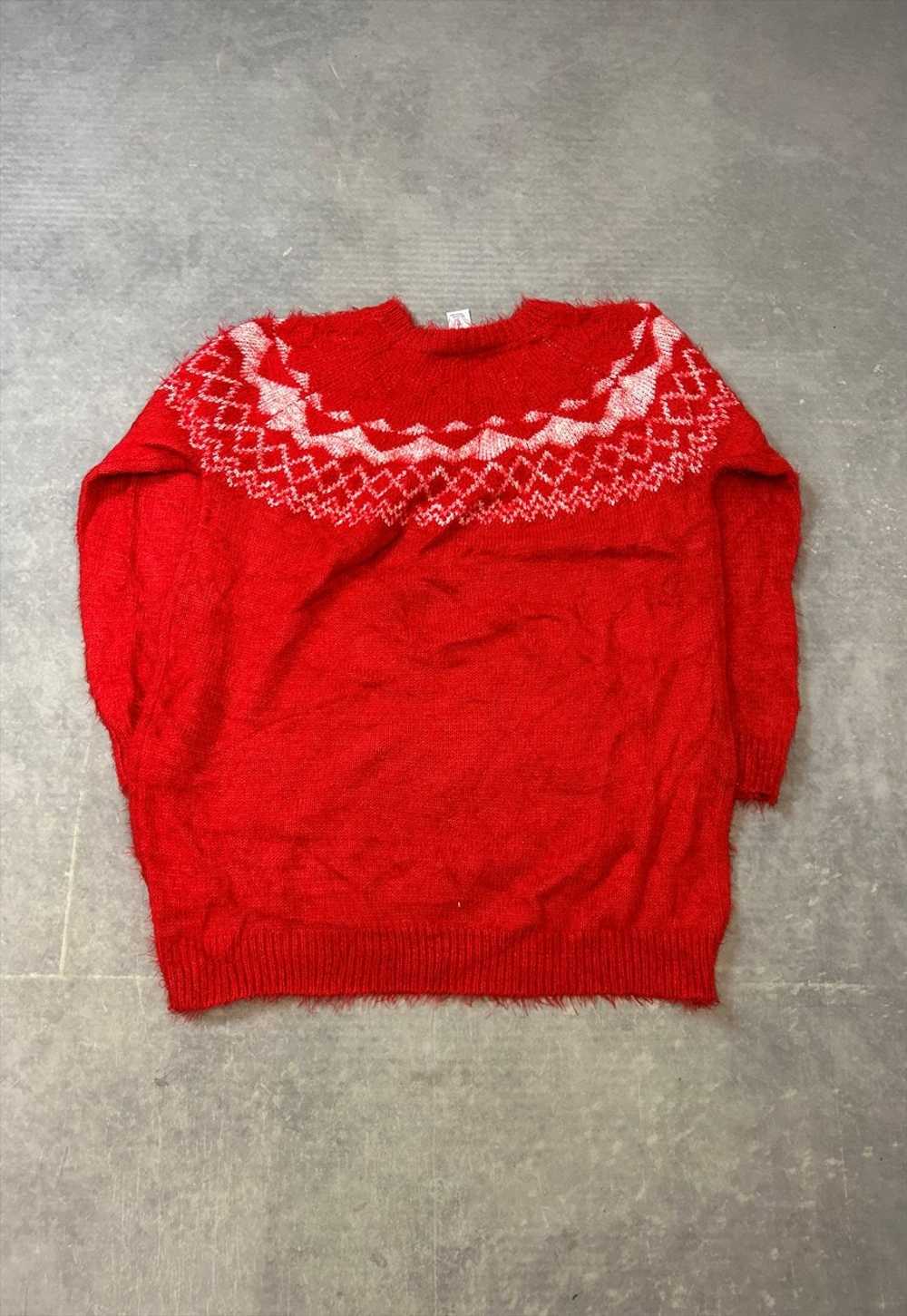 Vintage Knitted Jumper Abstract Patterned Fluffy … - image 5