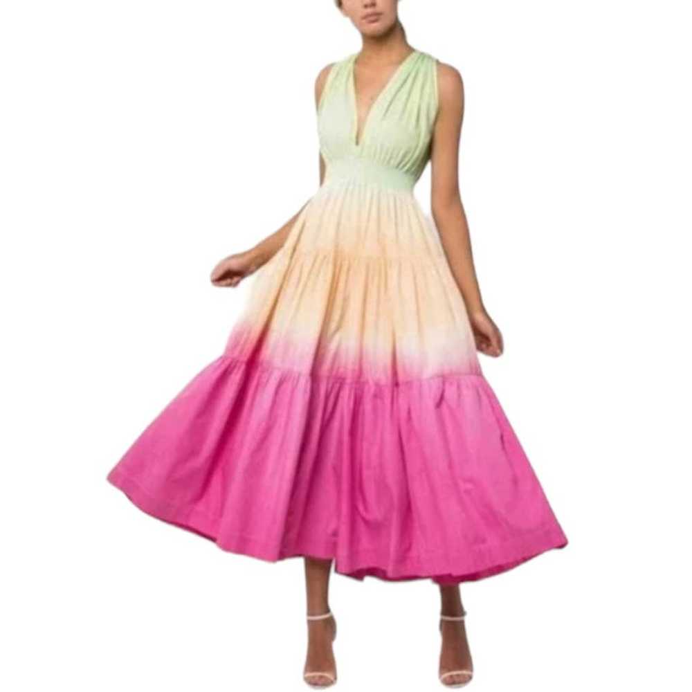 S/W/F Sunset Ombré Tie-Dye Tiered Maxi Dress M Sl… - image 12