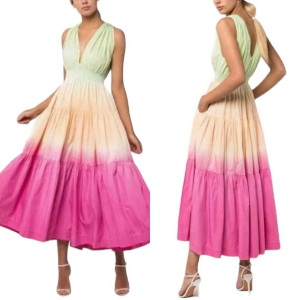 S/W/F Sunset Ombré Tie-Dye Tiered Maxi Dress M Sl… - image 1