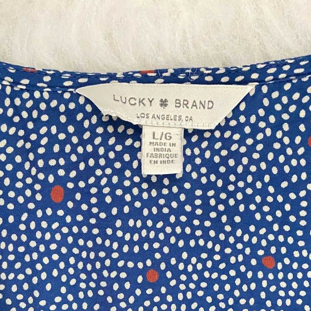 Lucky Brand Mila Wrap Dress Polka Dot Blue White … - image 11