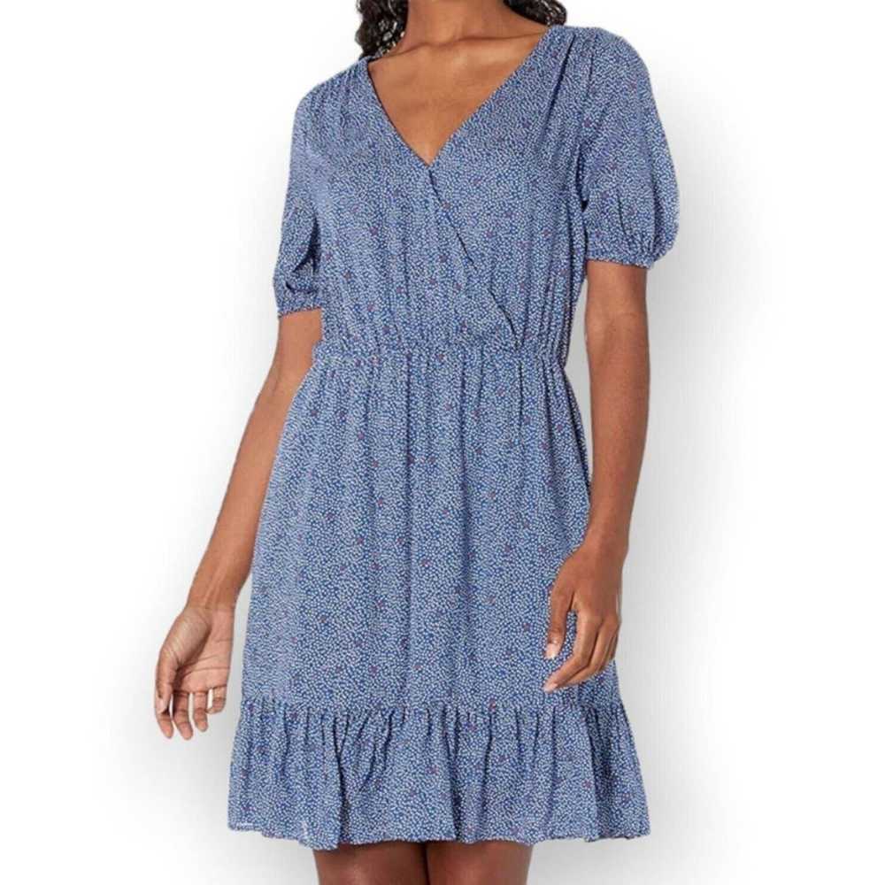 Lucky Brand Mila Wrap Dress Polka Dot Blue White … - image 1