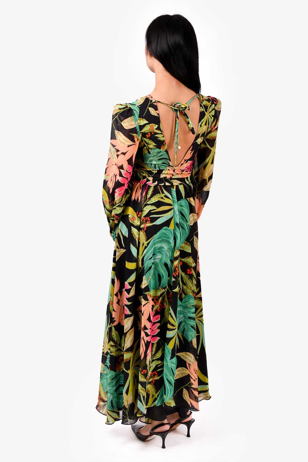 PatBO Black Tropicalia Plunge Maxi Dress Size S - image 2