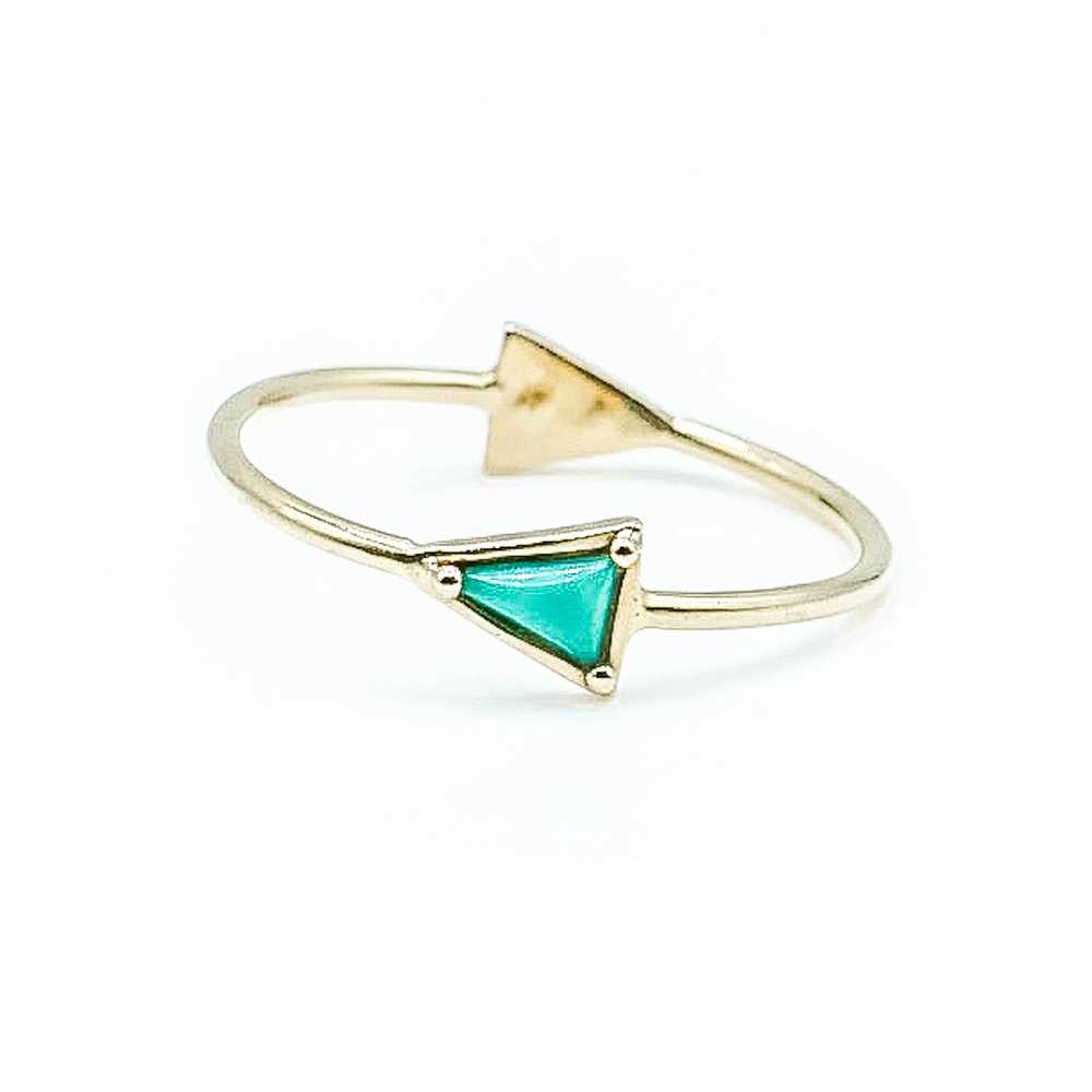 Tiny Reflection 14K Gold Ring With Diamonds And T… - image 1