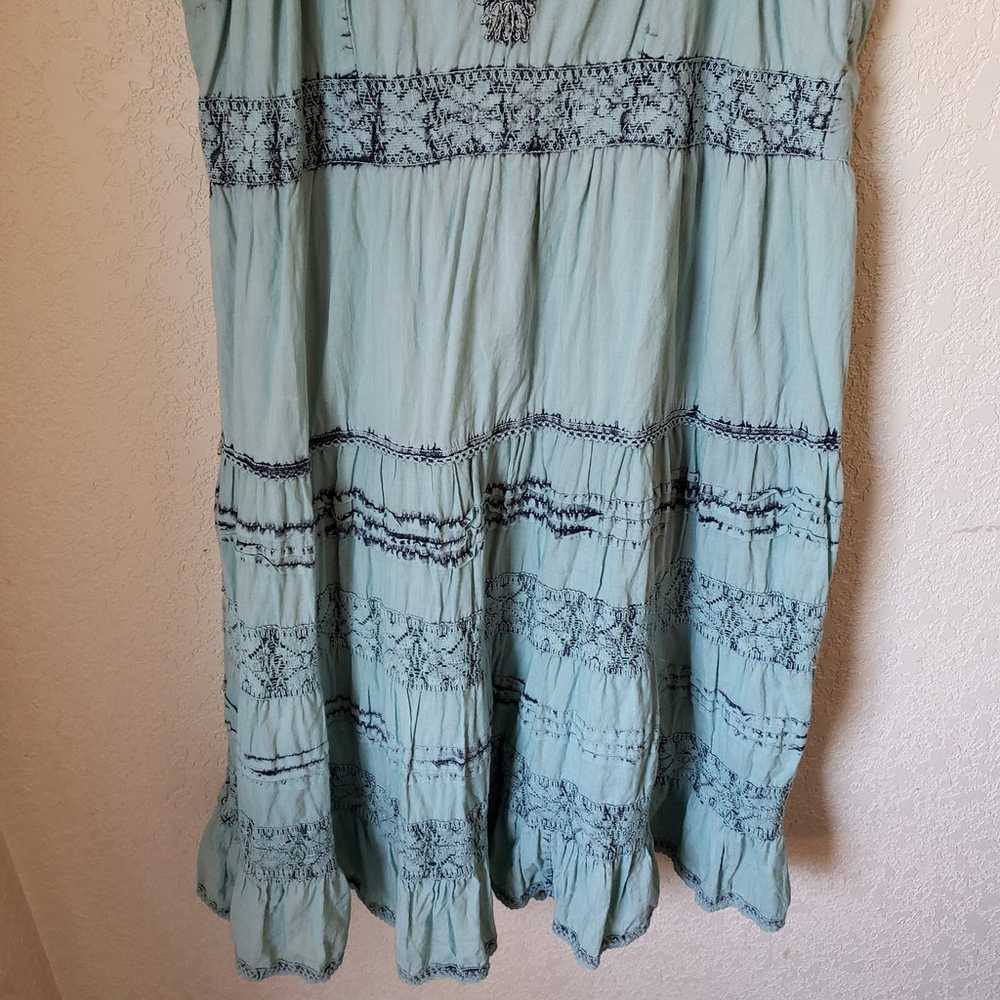 Scully Embroidered Crochet Boho Aqua Tiered Summe… - image 3