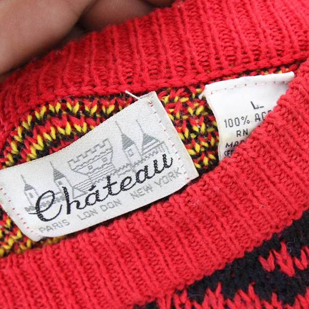 Vintage Chateau Sweater Womens Red Pullover Knit … - image 7