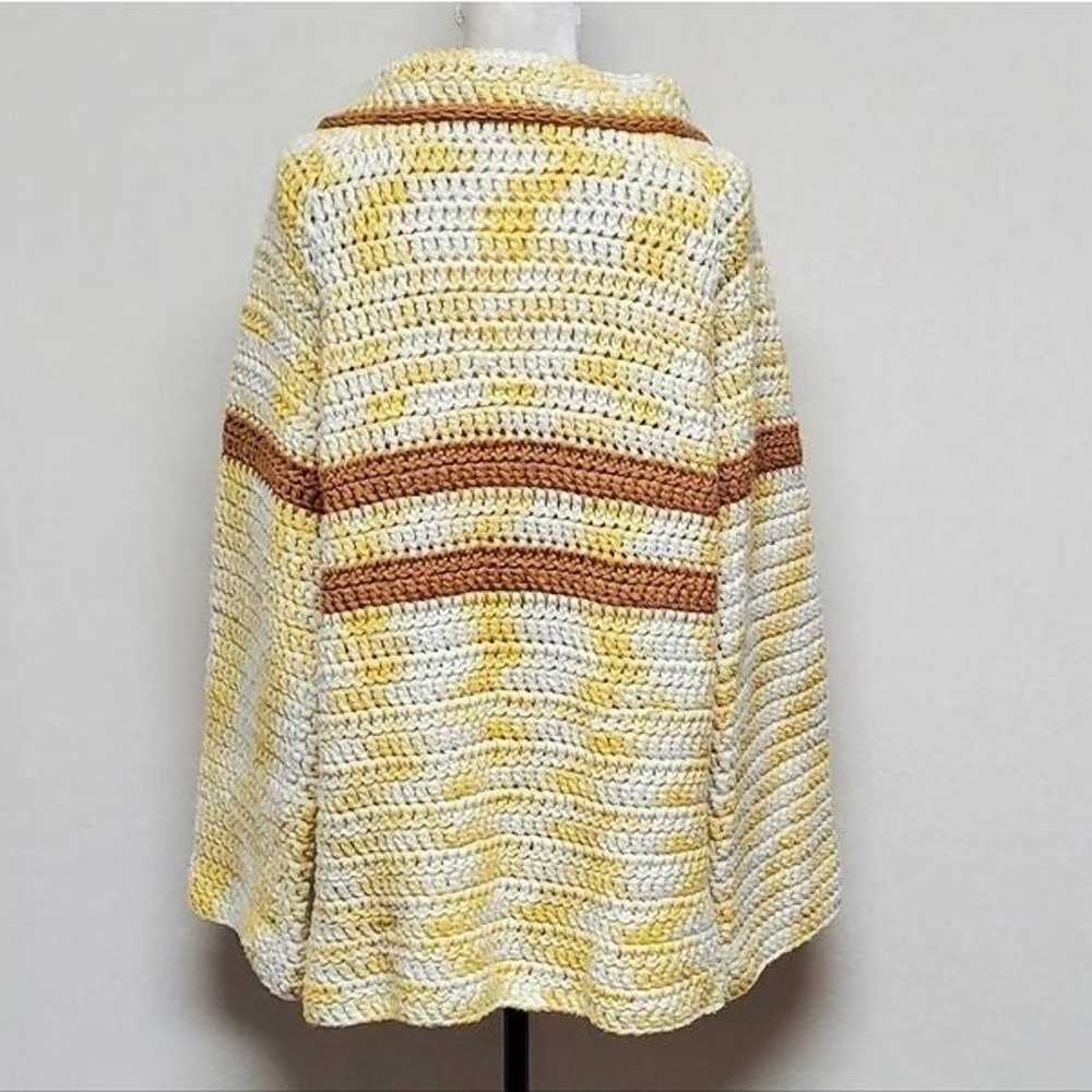 Vintage Handmade Crochet Knit Yellow Tan Button U… - image 10