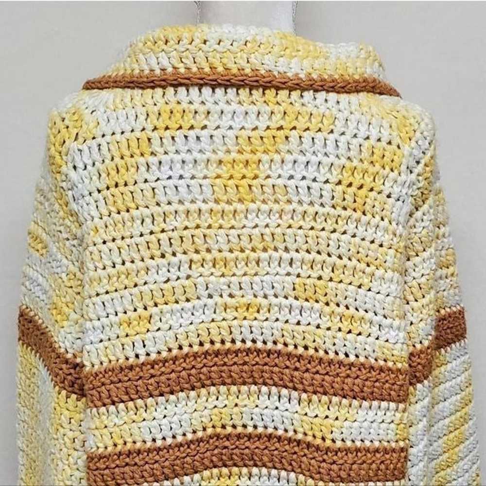 Vintage Handmade Crochet Knit Yellow Tan Button U… - image 11