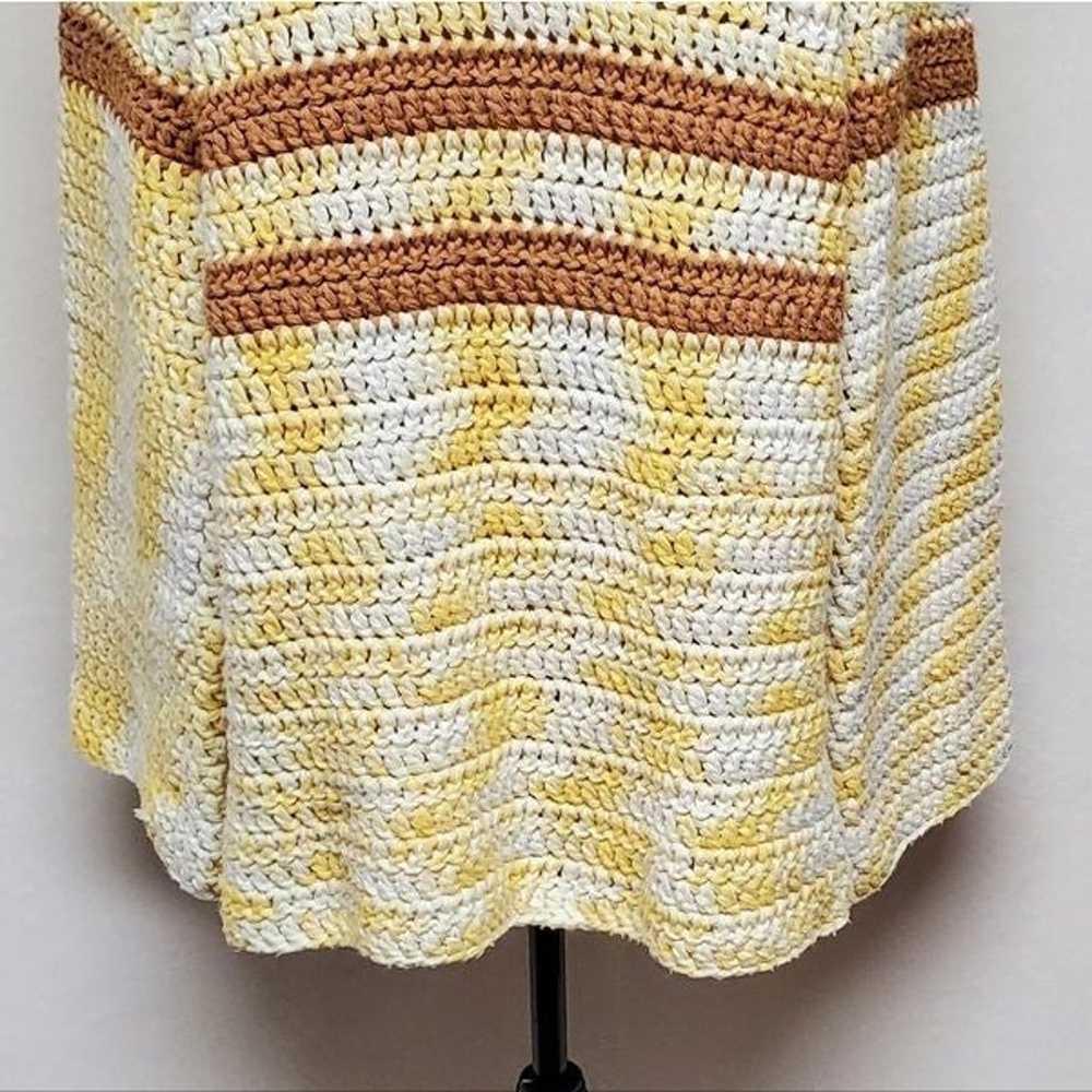 Vintage Handmade Crochet Knit Yellow Tan Button U… - image 12