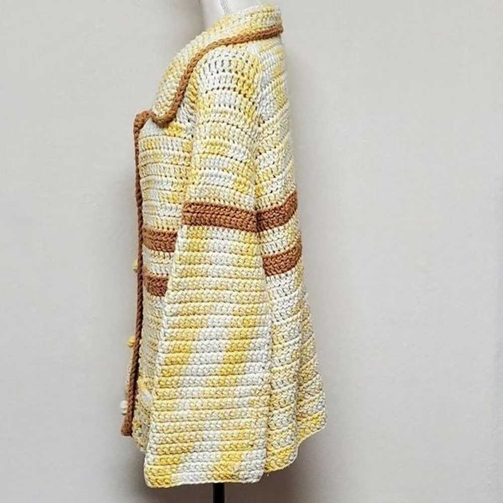 Vintage Handmade Crochet Knit Yellow Tan Button U… - image 7