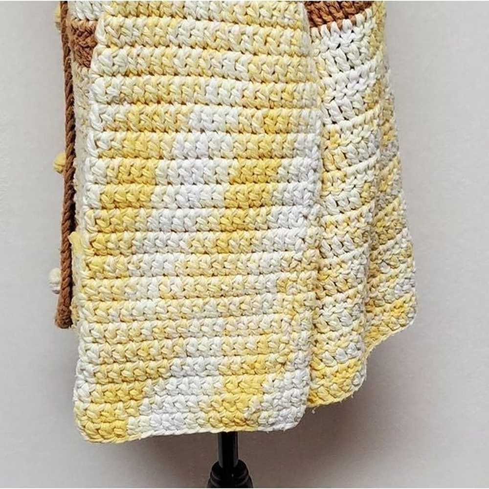 Vintage Handmade Crochet Knit Yellow Tan Button U… - image 8