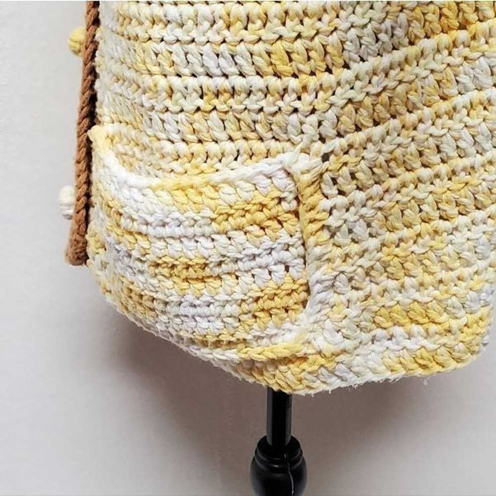 Vintage Handmade Crochet Knit Yellow Tan Button U… - image 9